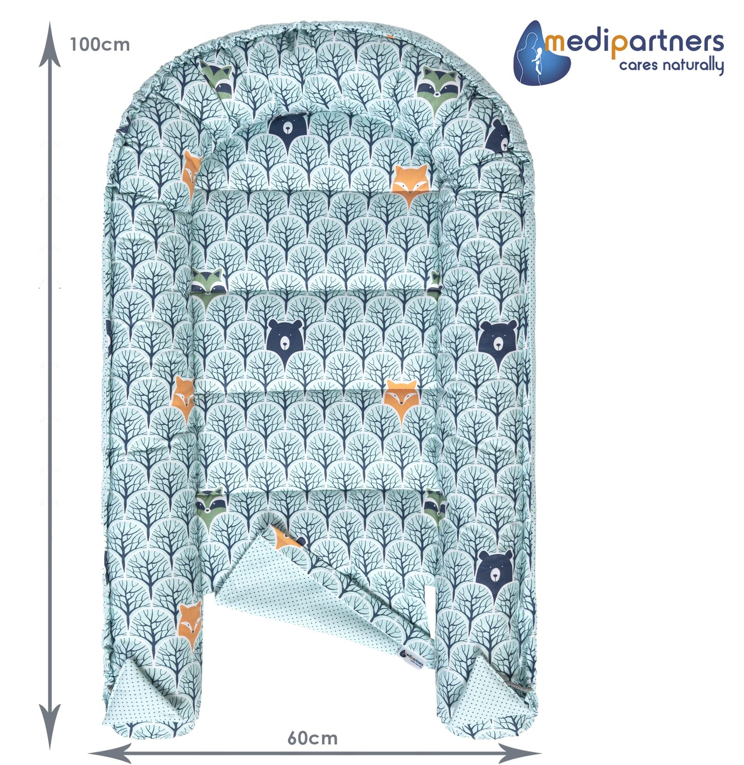 Medi Partners Babynestchen Babynest Set 100x60x15 Kuschelnest 5 teilig herausnehmbarer Einsatz Kokon Nestchen Babys Neugeborene 100% Baumwolle (REH mit Grauem Minky) - Meloni2