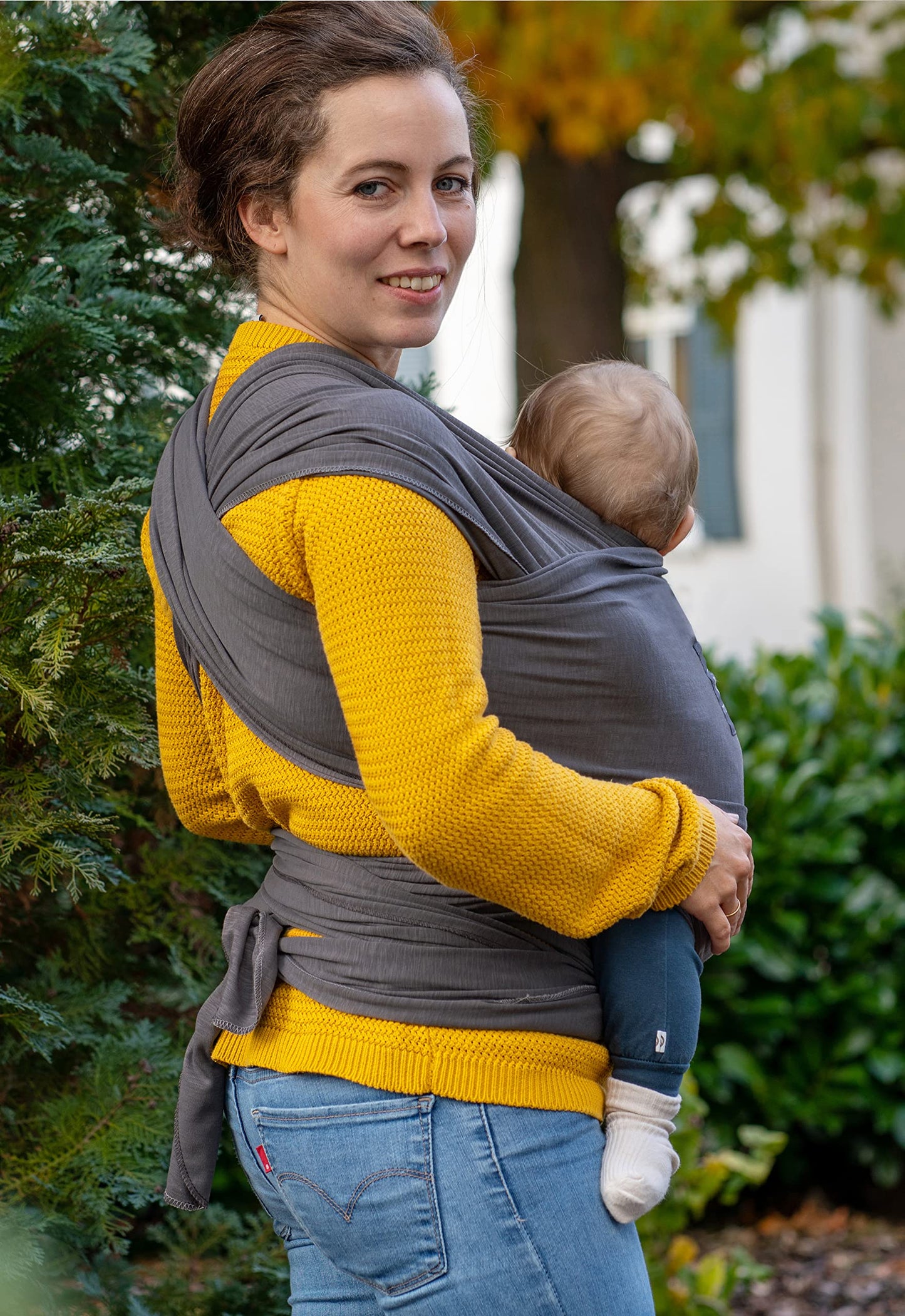 manduca Sling - Babytragetuch - Elastische Babytrage für Neugeborene von der Geburt bis zu 15 kg - Bio-Baumwolle - GOTS zertifiziert