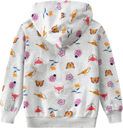 EULLA Children's Girls' Zip Up Hoodie Sweat Jacket Hooded Jacket Hooded Jacket Hoodie Long Sleeve Cotton Unicorn Pullover Hoodie Sweatshirt with Zip 92 98 104 110 116 122