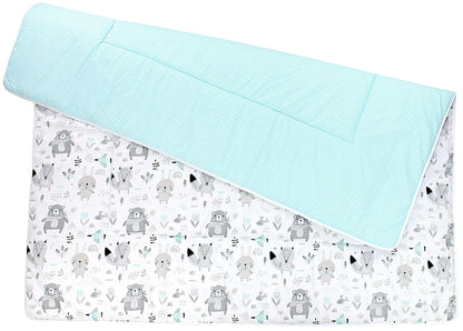 TupTam Krabbeldecke für Baby 120x120 cm - Gepolsterte Spieldecke Baby Baumwolle, XXL, OEKO-TEX, Weich & Hautfreundlich, Farbe: Wald/Beige