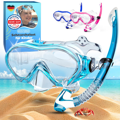 KIDVERSE Schnorchelset Kinder - Taucherbrille mit Schnorchel - Panorama Taucherbrille mit Nase - Kindertaucherbrille Alternative Schnorchelmaske