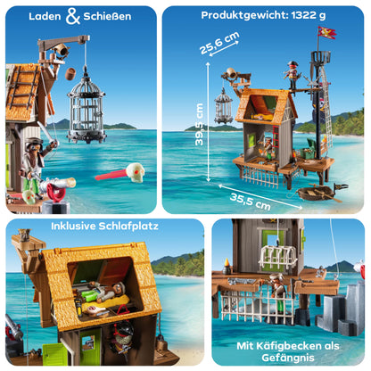 PLAYMOBIL Pirates 71418 Pirate Ship, Exciting Adventures on the High Sea, with Extensive Accessories such as Telescope, Compass and Cannons, Toy for Children from 4 Years