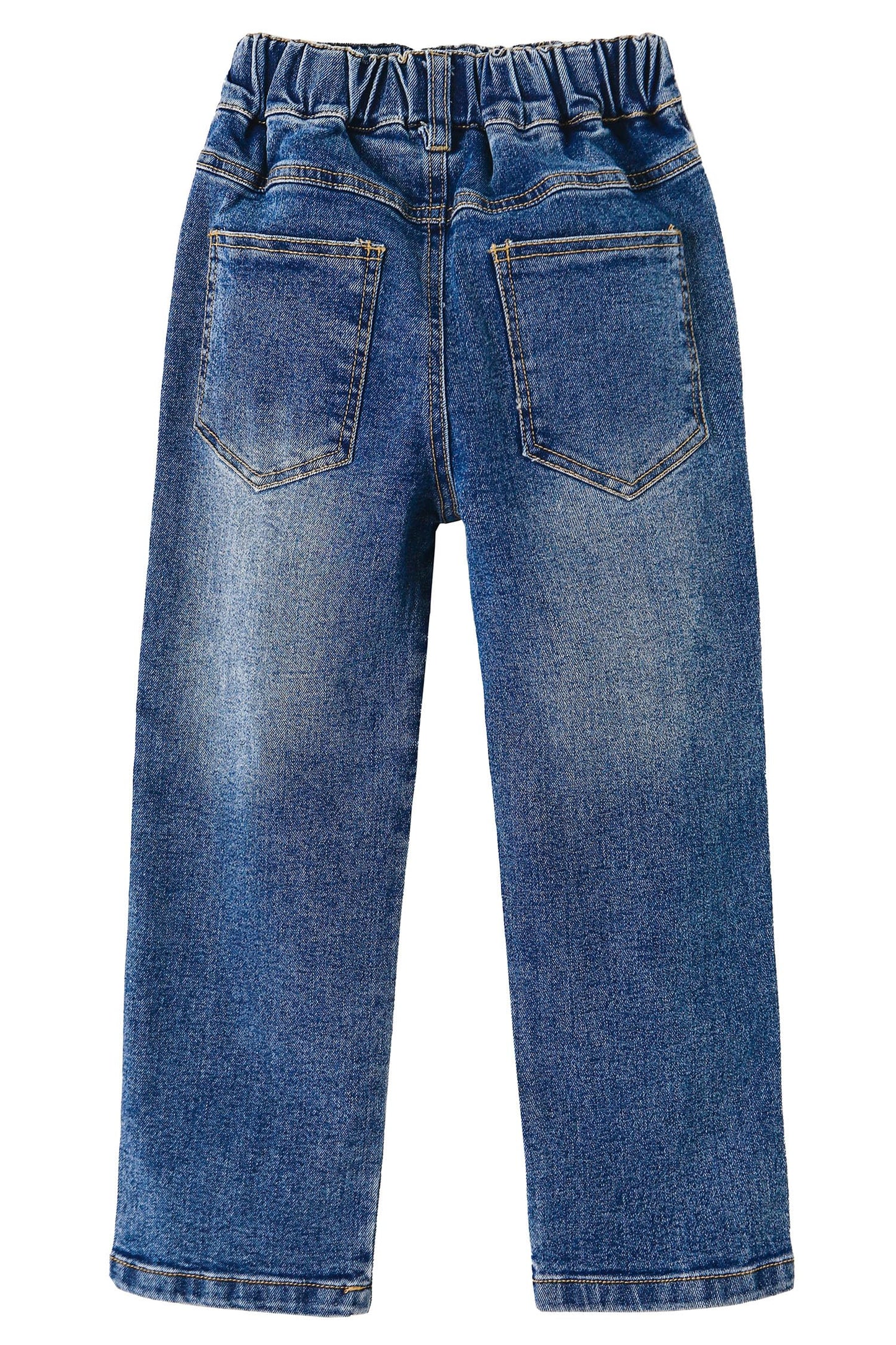 KIDSCOOL SPACE Girls Jeans Split Hem with RAL Edges Elastic Waist in High Elastic Wide Leg Denim Pants