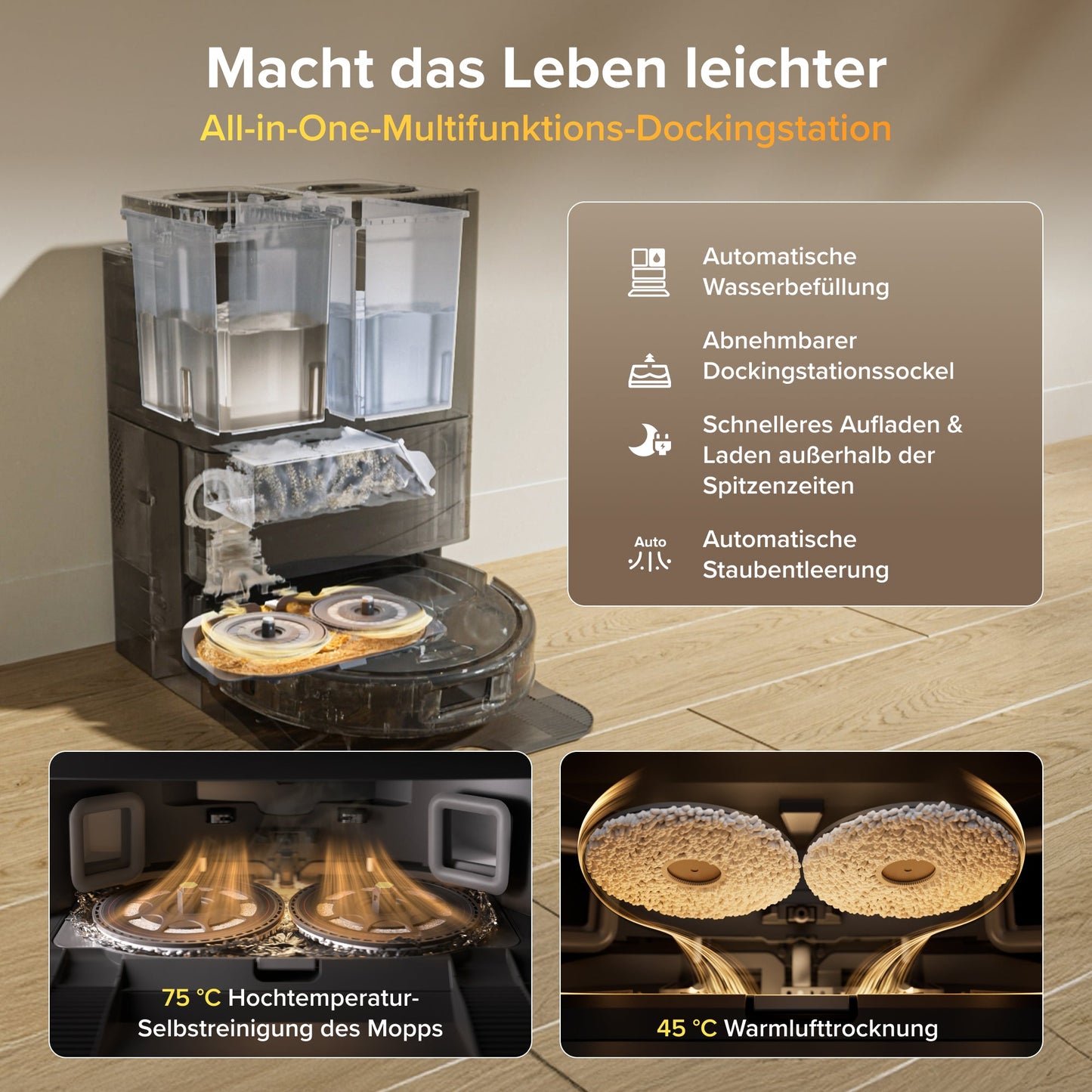 Roborock Qrevo S Pro Saug- und Wischroboter – Saugkraft von 18.500 Pa und Multifunktions-Dockingstation