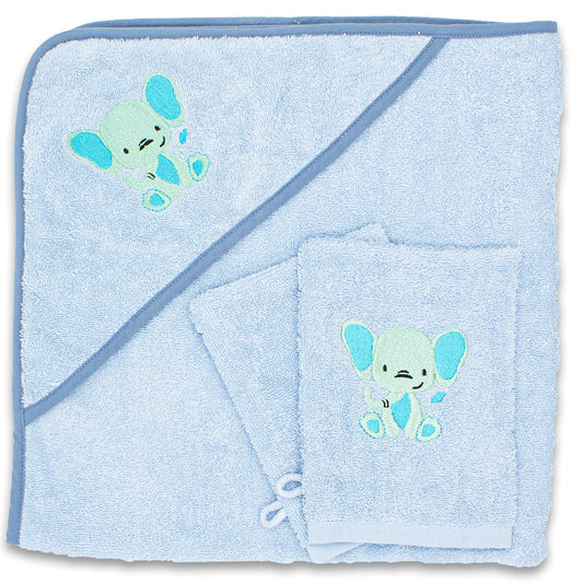 Babykajo Baby-Kapuzenhandtuch-Set mit 2 Waschlappen, Öko-Tex Standard 100 zertifiziert, weiches Frottee-Babyhandtuch mit Kapuze, 80 x 80 cm
