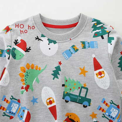 Jungen Pullover Sweatshirt Kinder Casual Langarm Tops Tier Flugzeug Winter Warm Streifen Oberteile Alter 2-7 Jahre