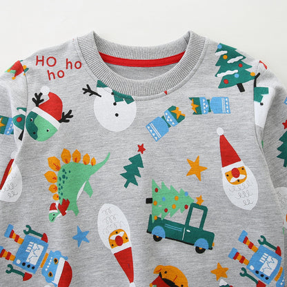 Boys' Pullover Sweatshirt Kids Casual Long Sleeve Tops Animal Aeroplane Winter Warm Striped Tops Age 2-7 Years