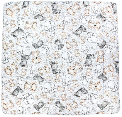 TupTam Krabbeldecke für Baby 120x120 cm - Gepolsterte Spieldecke Baby Baumwolle, XXL, OEKO-TEX, Weich & Hautfreundlich, Farbe: Wald/Beige
