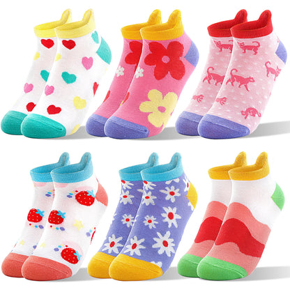 ANTSANG Kinder Lustige Socken Mädchen Sneaker Socken Kurze Einhorn Kindersocken Bunte Cartoon Baumwolle Kleinkind Socken 6 Paare