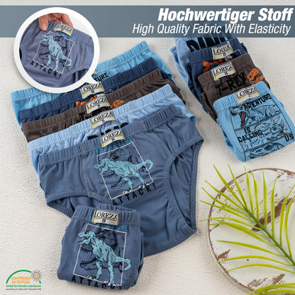 LOREZA ® 10 Pack Jungen Slips aus Baumwolle Unterhosen Größe 92-158
