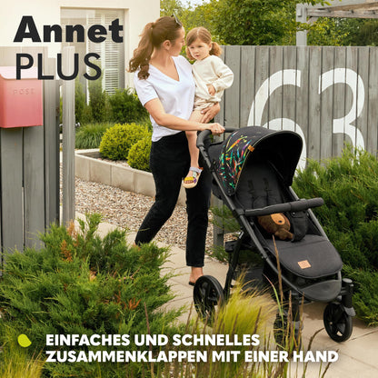 LIONELO Annet Plus Buggy up to 22 kg with Reclining Function, Small Folding Pushchair with Accessories, EVA Foam Wheels, Mosquito Net, Foot Cover Drink Holder, Basket Dreamin