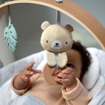Ingenuity, InLighten Babywippe Babyschaukel mit Lichtern, Nate Bunny, Spielzeugleiste, Vibrationen, Geräuschen, Tummy Time Kissenmatte, bis zu 20 lbs, Neugeborenes+