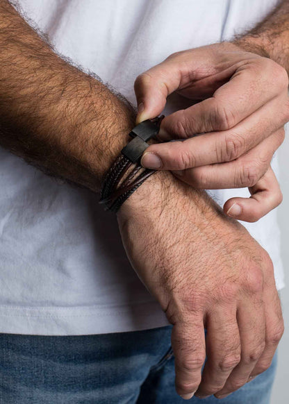 Ambush Synthetic Leather Bracelet - Black Brown