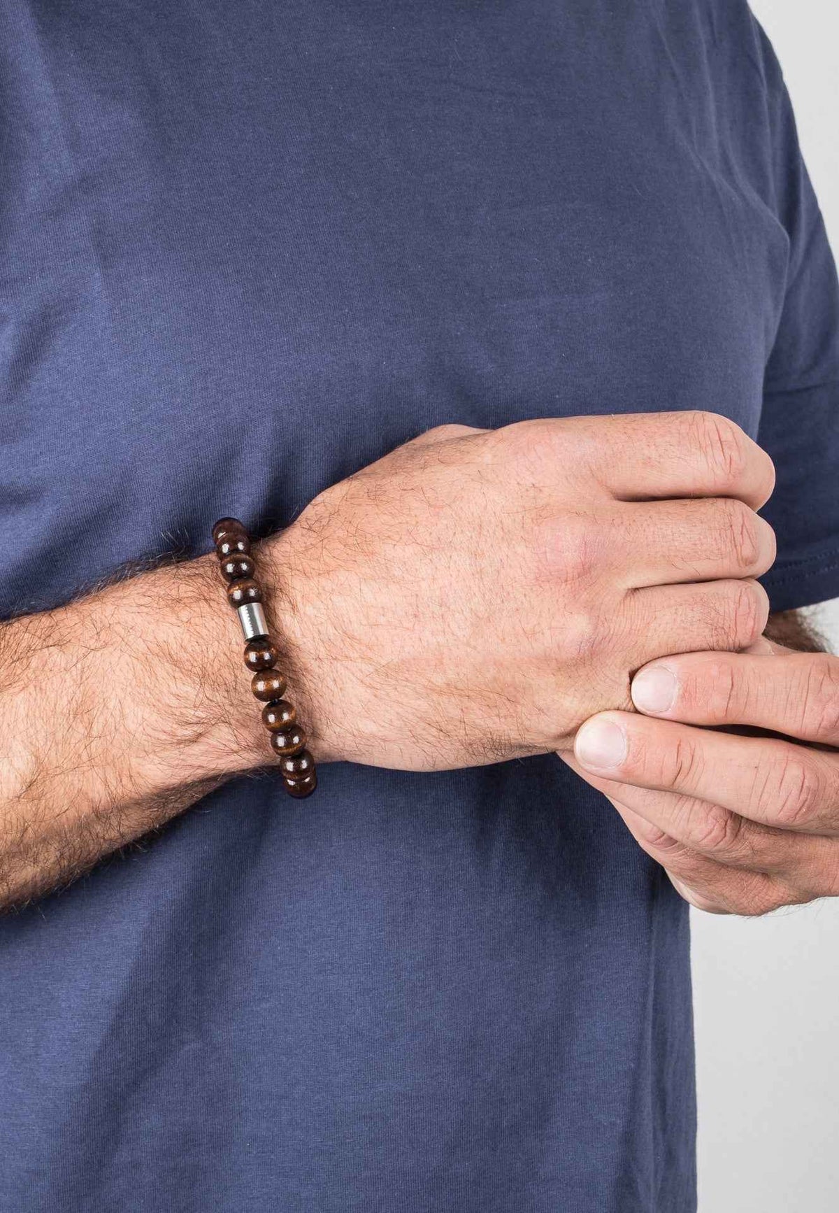 Artem Wood Bracelet - Brown - Silver