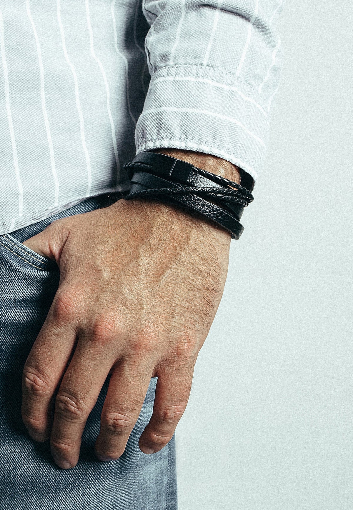 Dark Matter Synthetic Leather Bracelet - Black Black