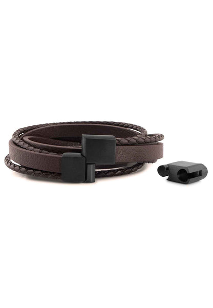 Dark Matter Synthetic Leather Bracelet - Black Brown