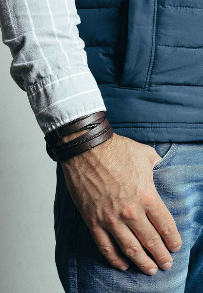 Dark Matter Synthetic Leather Bracelet - Black Brown