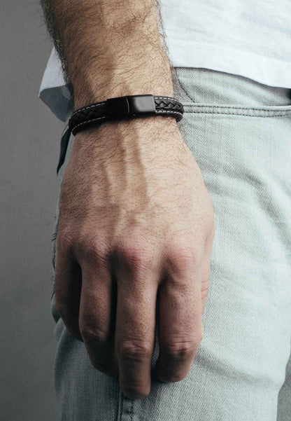 Fides Leather Bracelet Matte Black - Black