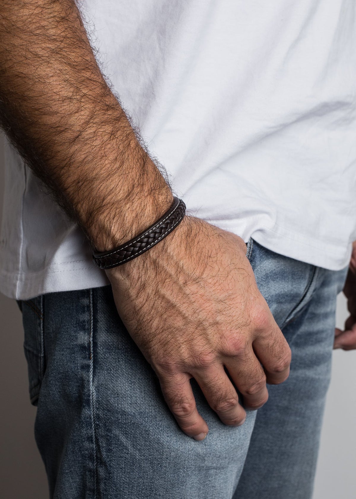 Fides Leather Bracelet Matte Silver - Brown