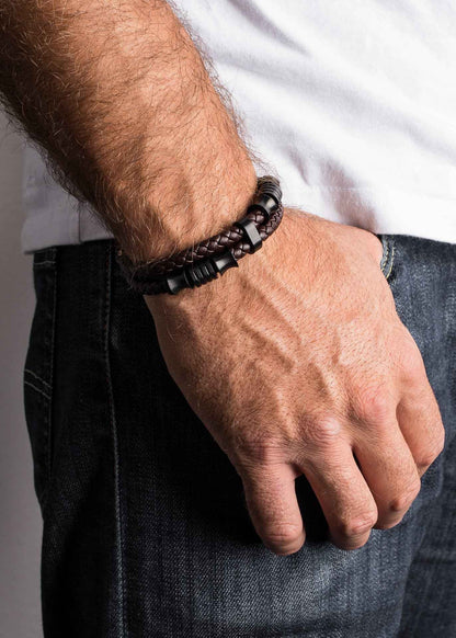 Gracilitas Leather Bracelet Matte Black - Brown
