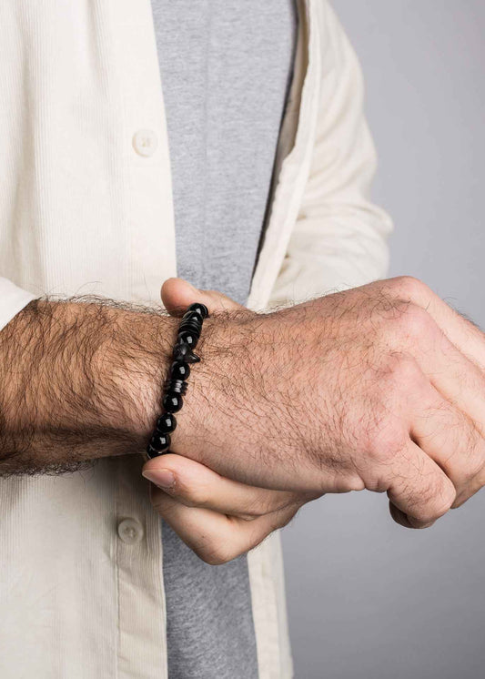 Obsidius Beaded Bracelet Matte Black - Black