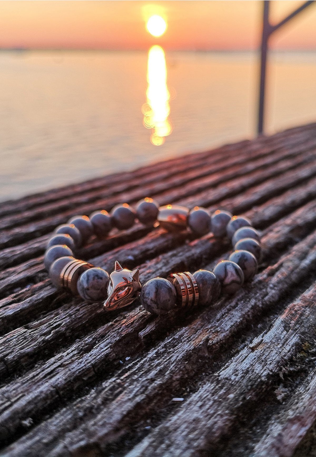 Obsidius Beaded Bracelet Rose Gold - Grey