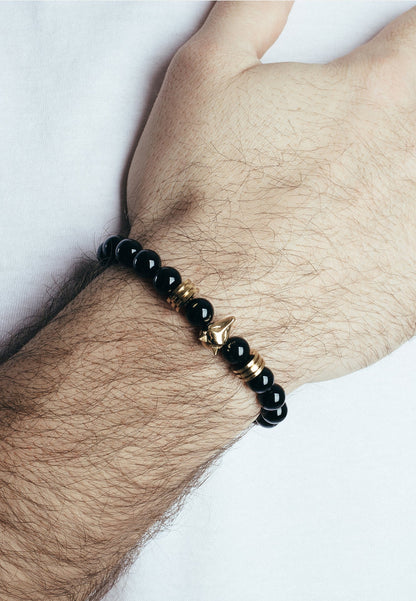Obsidius Beaded Bracelet Gold - Black