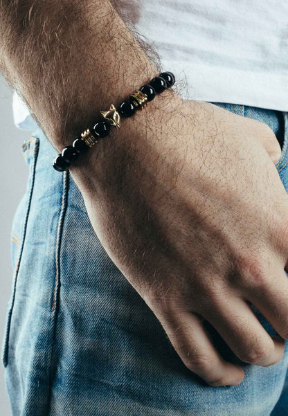 Obsidius Beaded Bracelet Gold - Black