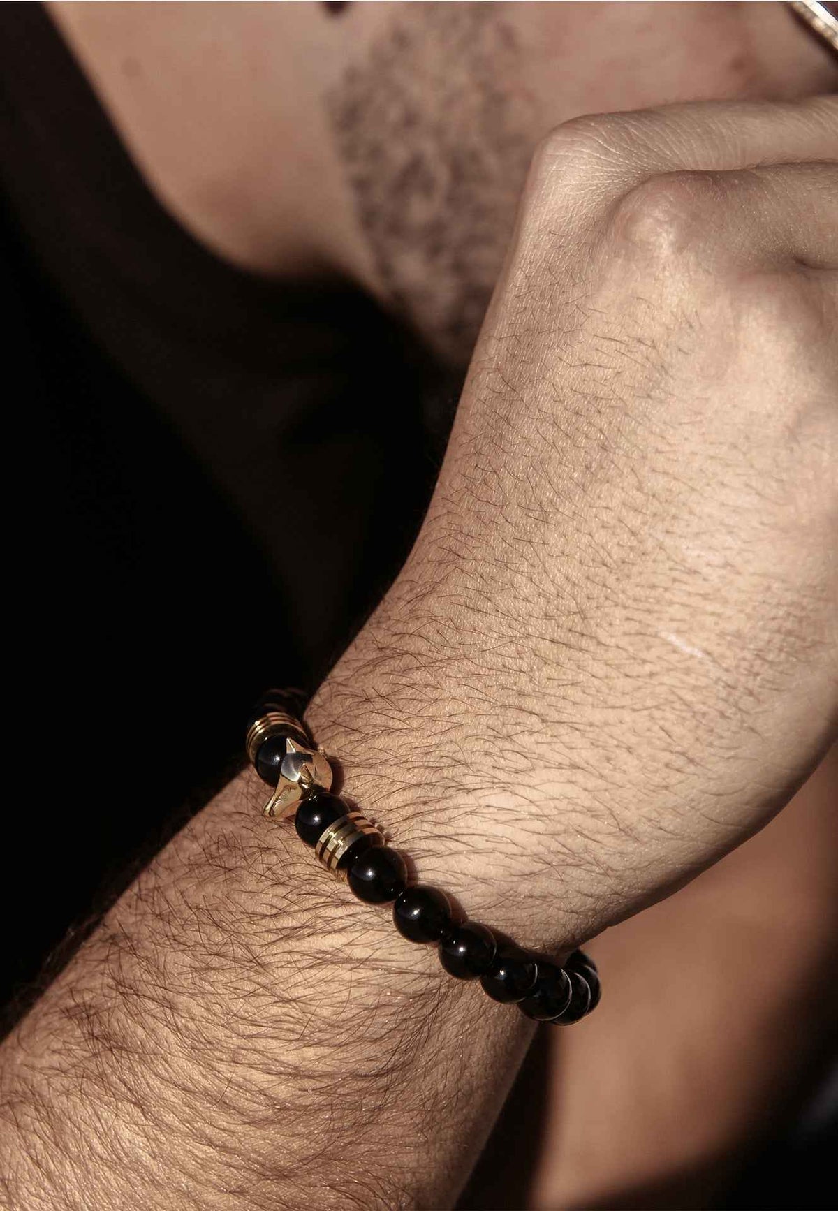 Obsidius Beaded Bracelet Gold - Black