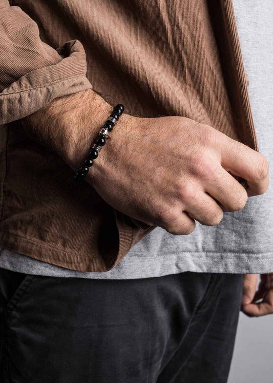 Obsidius Beaded Bracelet Silver - Black