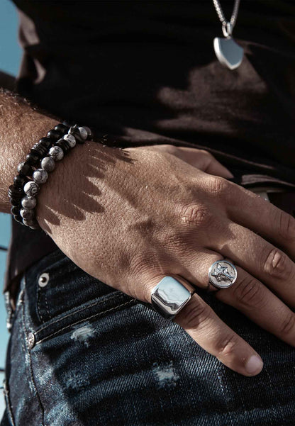 Obsidius Beaded Bracelet Matte Black - Grey