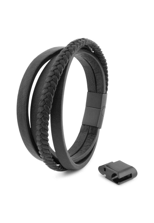 Pathfinder Synthetic Leather Bracelet - Black Black