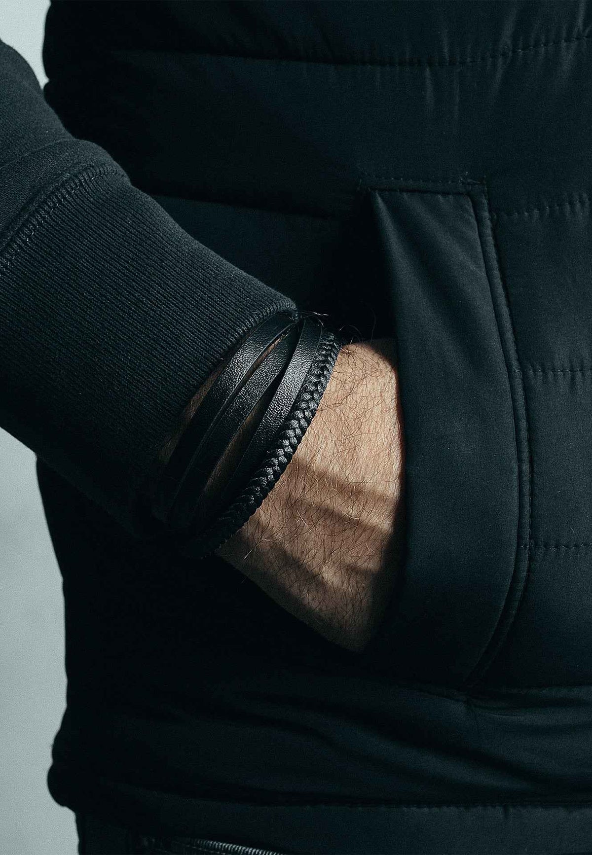 Pathfinder Synthetic Leather Bracelet - Black Black