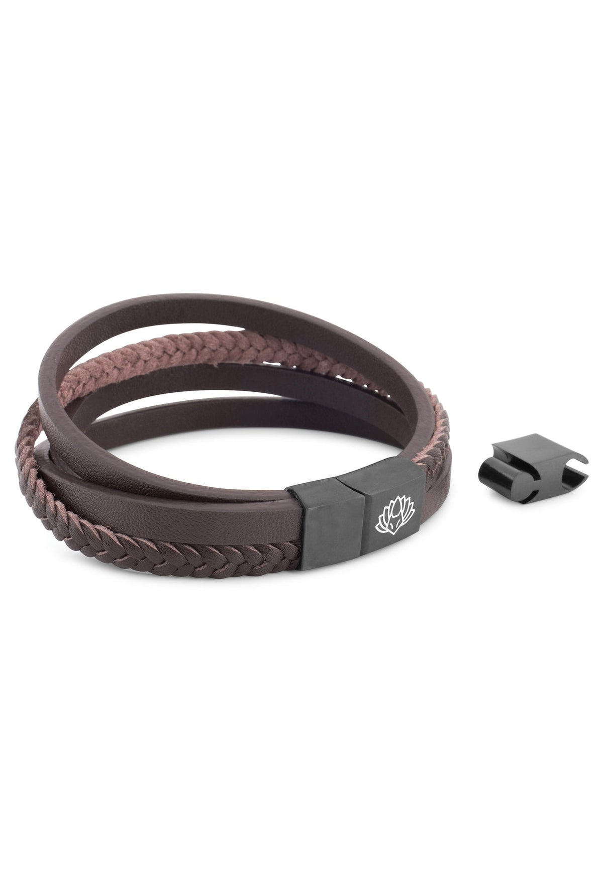 Pathfinder Synthetic Leather Bracelet - Black Brown