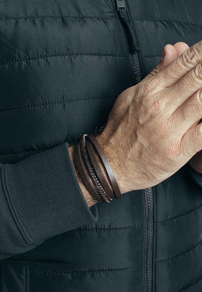 Pathfinder Synthetic Leather Bracelet - Black Brown