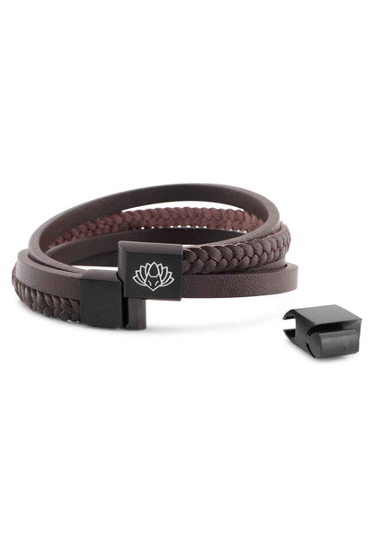 Pathfinder Synthetic Leather Bracelet - Black Brown