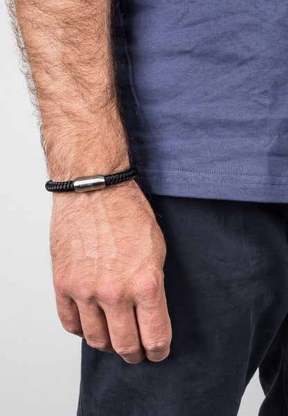 Portus Nautical Rope Bracelet Matte Silver - Black