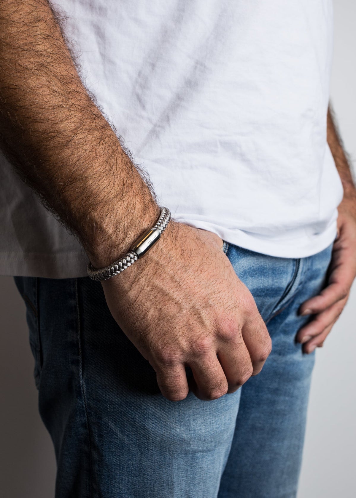 Portus Nautical Rope Bracelet Matte Silver - Grey