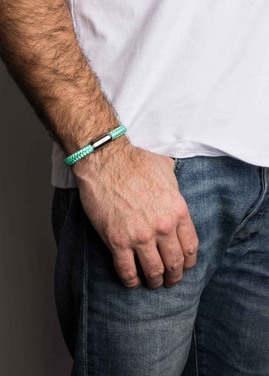 Portus Nautical Rope Bracelet Silver-Mintgreen