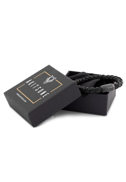 Portus Leather Bracelet Matte Black-Black