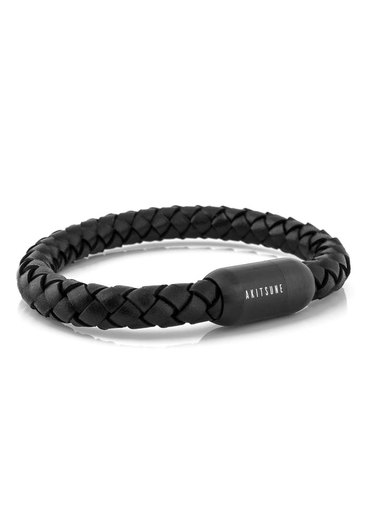 Portus Leather Bracelet Matte Black-Black