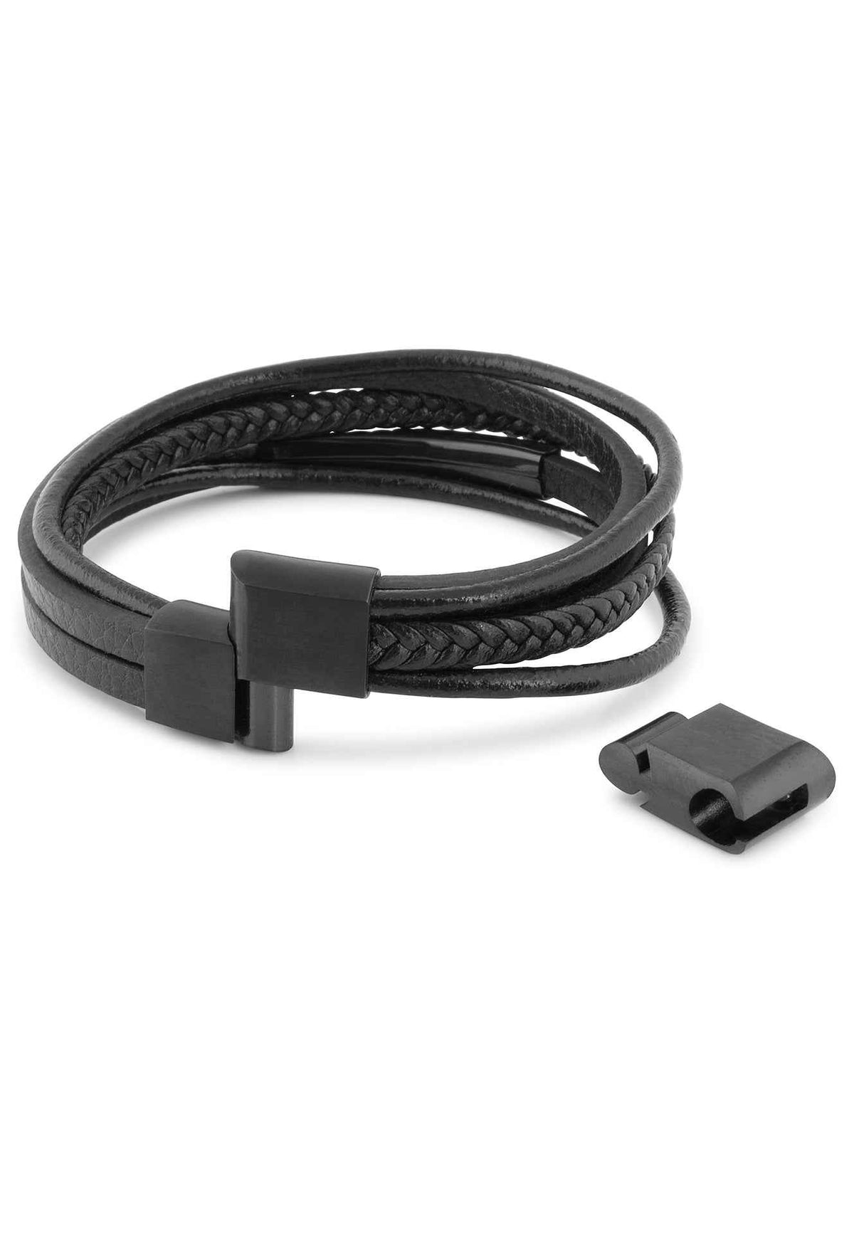 The Punisher Synthetic Leather Bracelet - Black Black