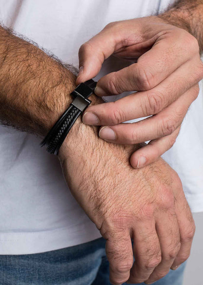 The Punisher Synthetic Leather Bracelet - Black Black