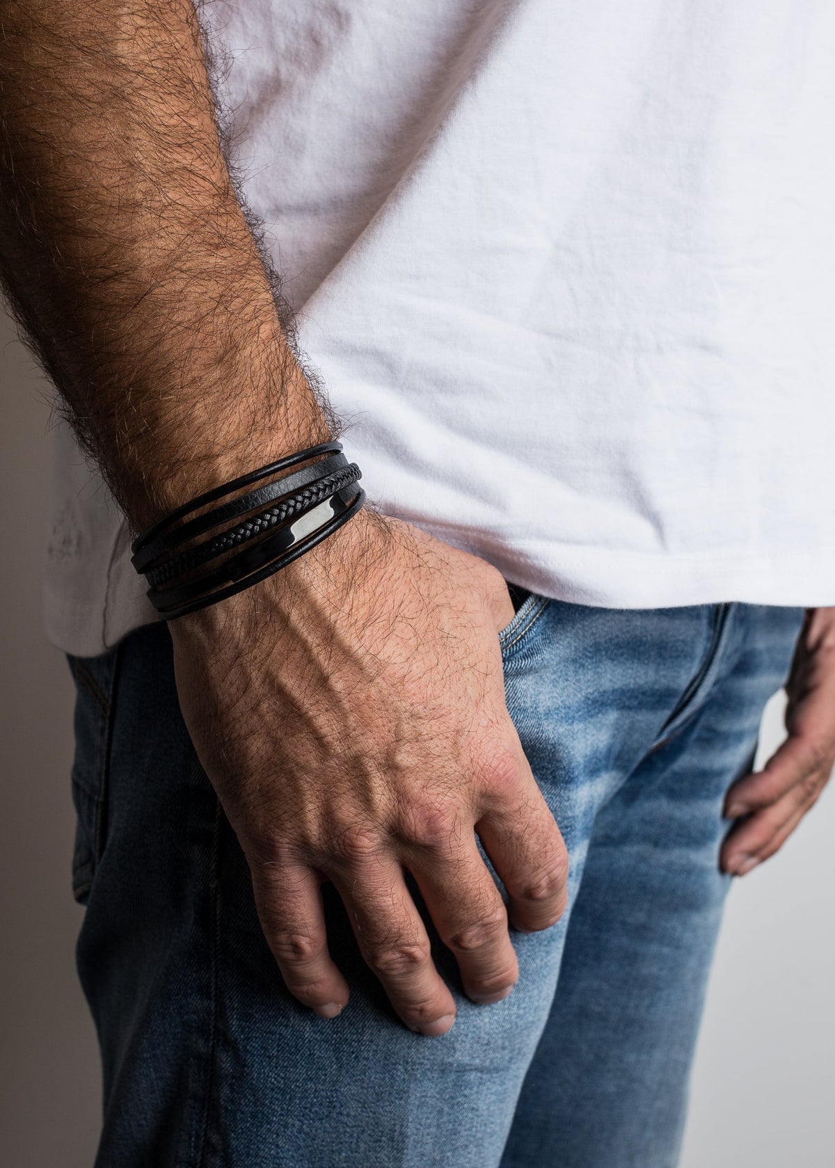 The Punisher Synthetic Leather Bracelet - Black Black