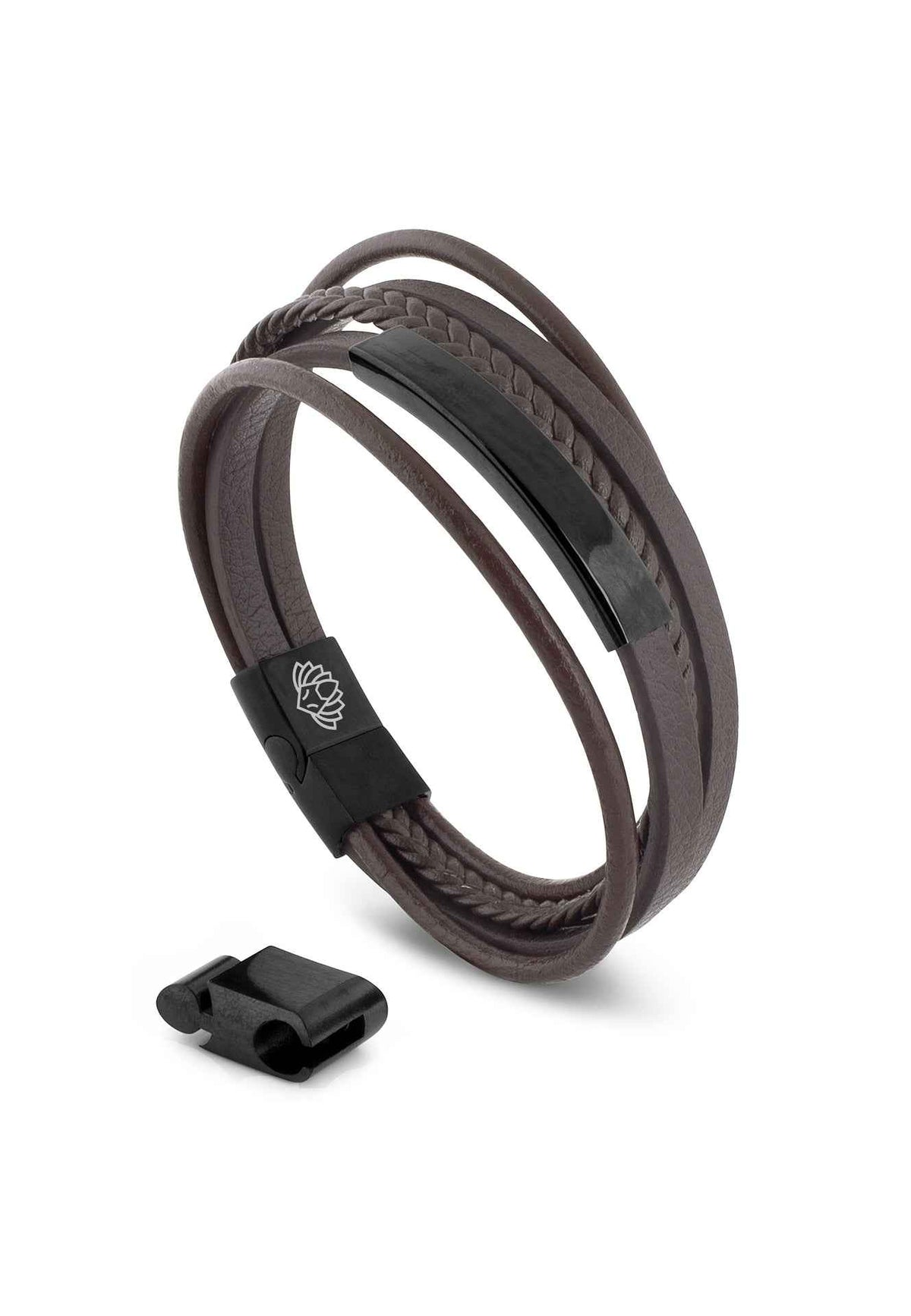 The Punisher Synthetic Leather Bracelet - Black Brown