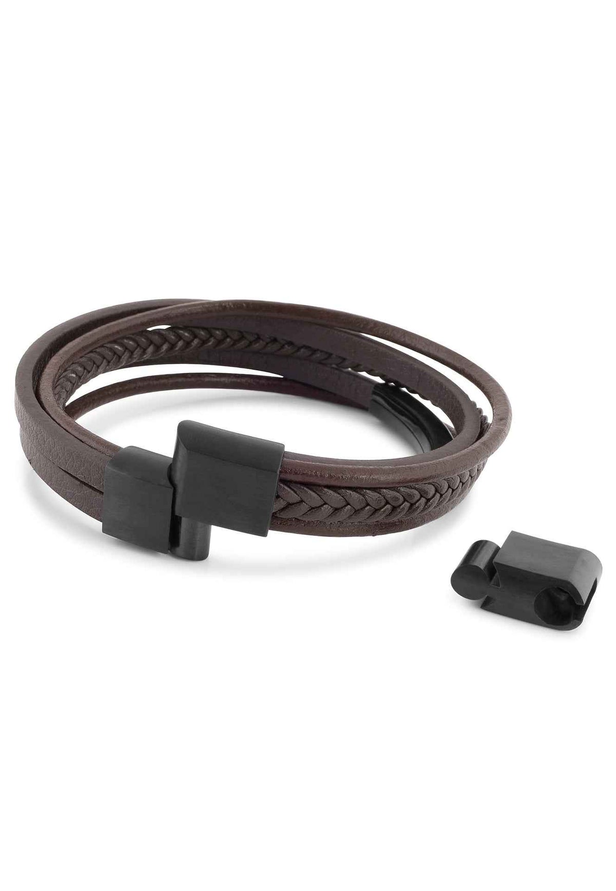 The Punisher Synthetic Leather Bracelet - Black Brown