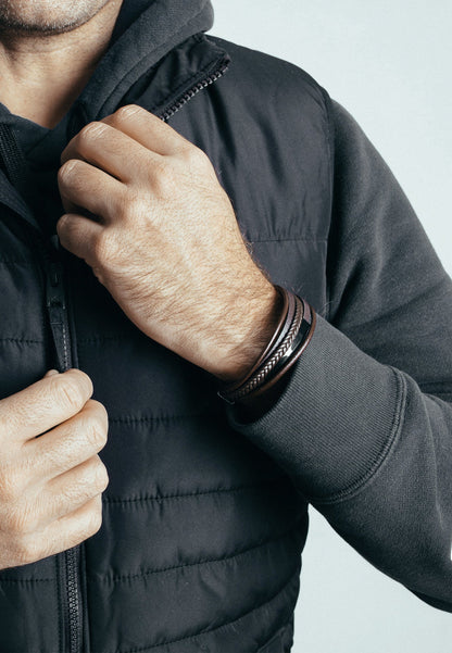 The Punisher Synthetic Leather Bracelet - Black Brown