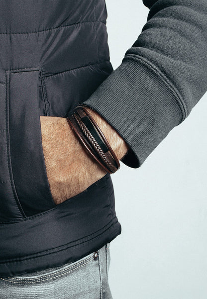 The Punisher Synthetic Leather Bracelet - Black Brown