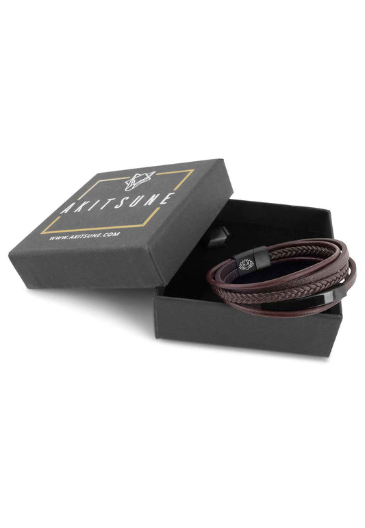 The Punisher Synthetic Leather Bracelet - Black Brown