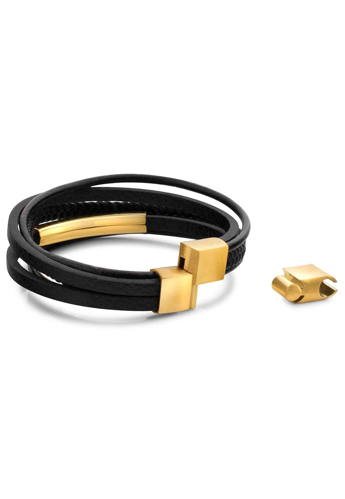 The Punisher Synthetic Leather Bracelet - Gold Black